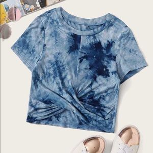 SHEIN Tie Dye Twist Hem Tee